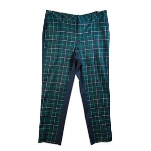 Lady Hagan Plaid Golf Pants Women Size 12 Green Navy‎ White Straight Leg